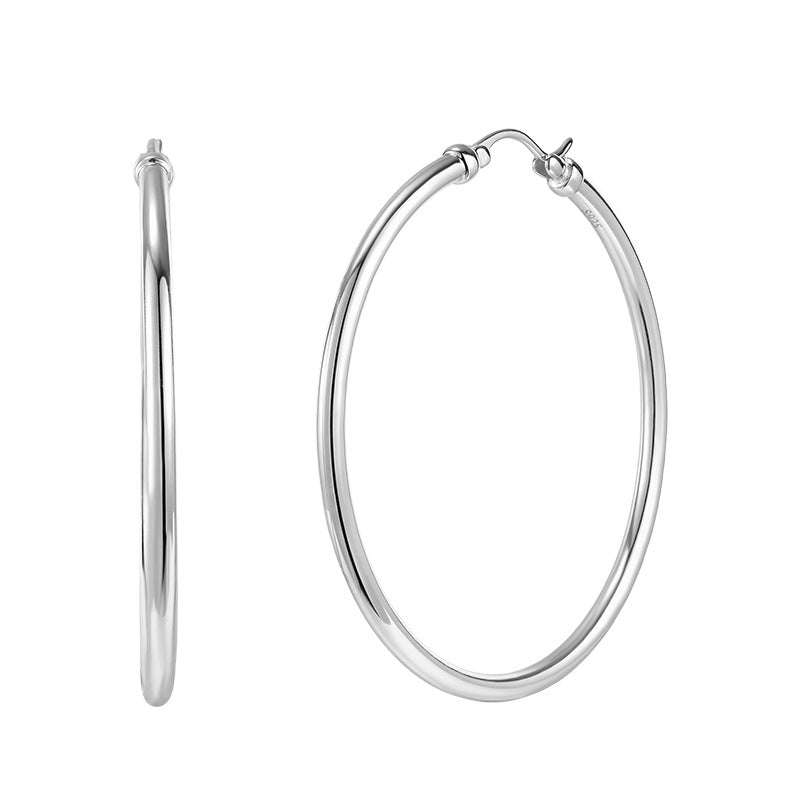 New Circle Earrings S925 Sterling Silver Minimalist Style Hoop Earrings