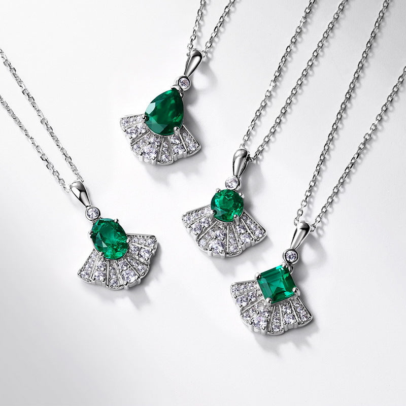 Classic Simplicity: Lab-Grown Emerald Pendant Necklace | 925 Sterling Silver | Dapaza