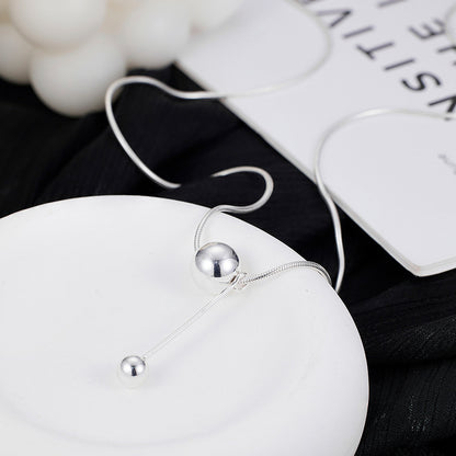 925 Sterling Silver Double Round Bead Fringed Snake Bone Chain Female Simple Niche Design