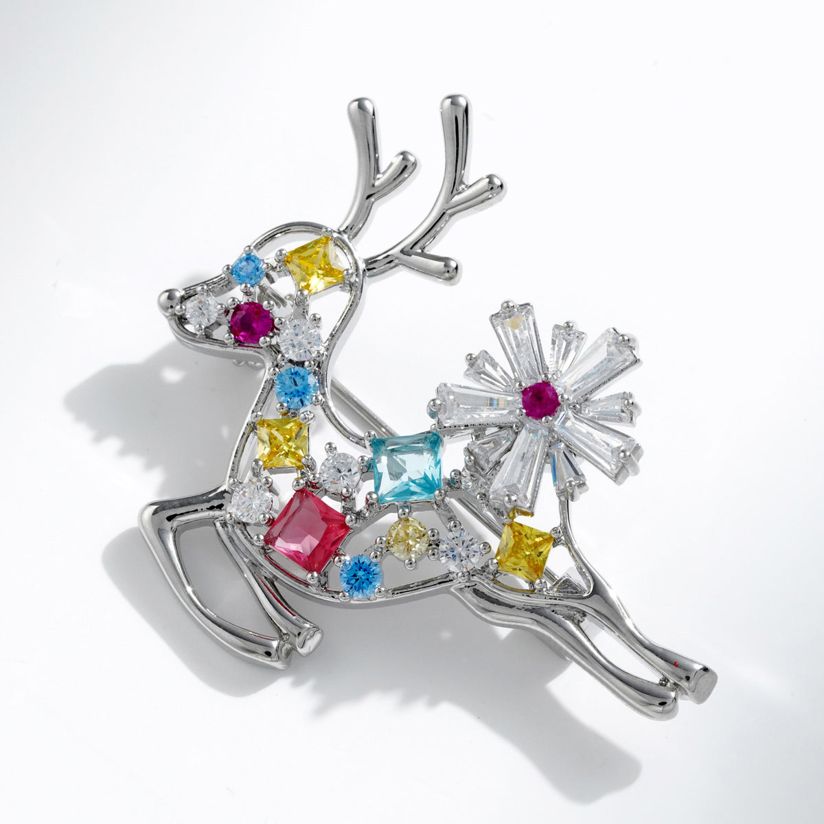 Winter Christmas Colorful Elk Brooch