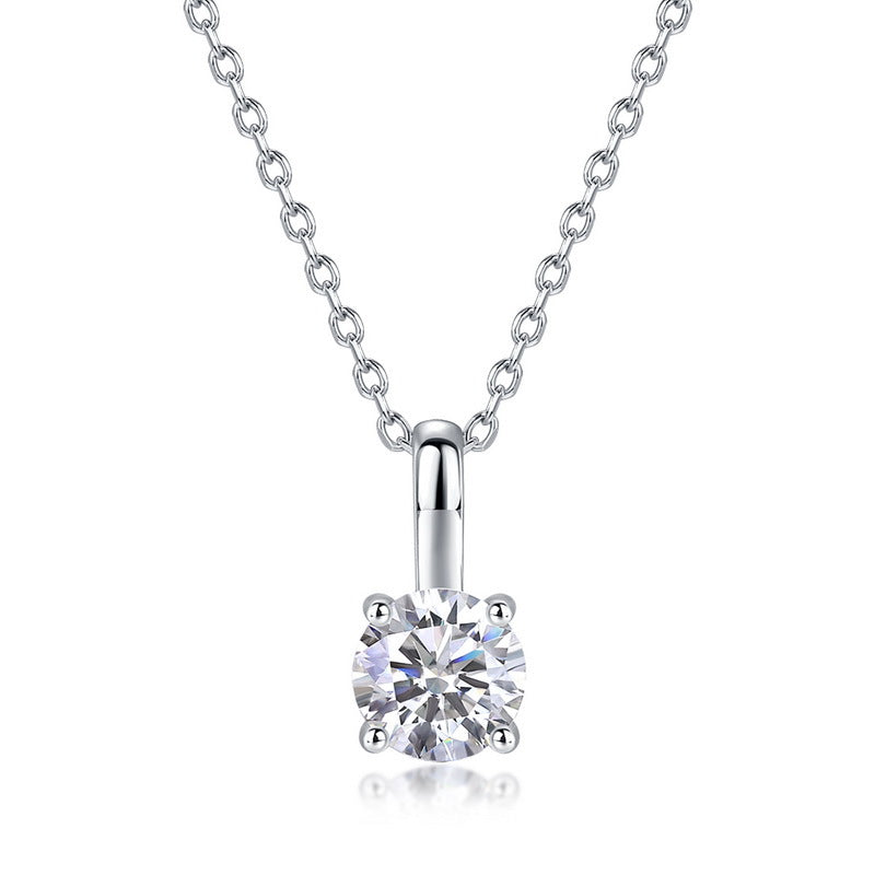 Classic 4-Prong Lab-Grown Diamond Solitaire Necklace - S925 Sterling Silver