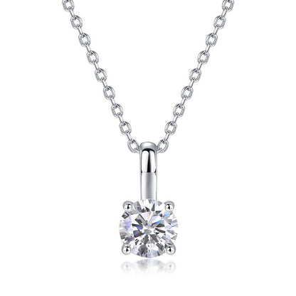 Classic 4-Prong Lab-Grown Diamond Solitaire Necklace - S925 Sterling Silver