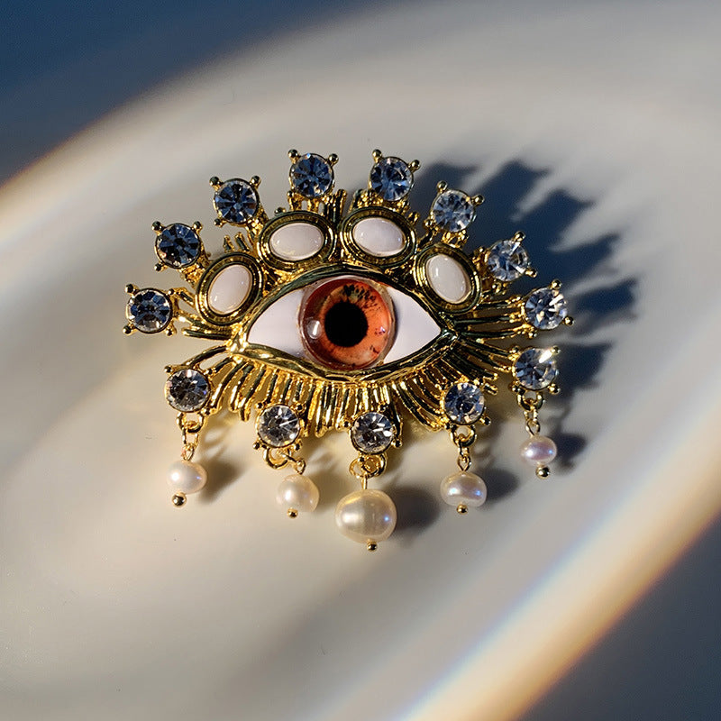 Baroque Pearl Devil's Eye Brooch
