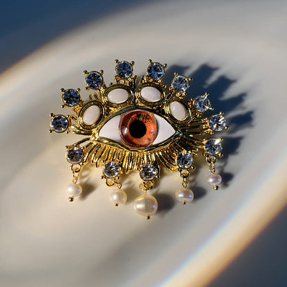 Baroque Pearl Devil's Eye Brooch