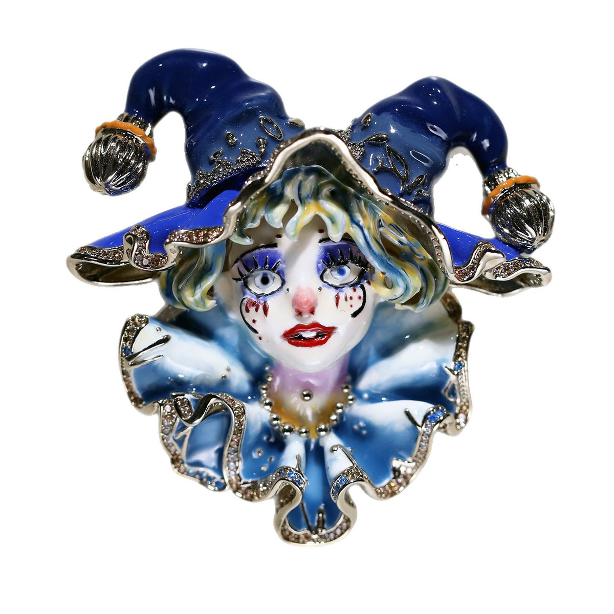 Hand-Painted Harley Quinn Enamel Brooch