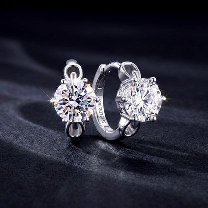 Trendy HPHT Lab Grown Diamond Hoop Earrings in S925 Sterling Silver | Modern Minimal Chic Jewelry for Women
