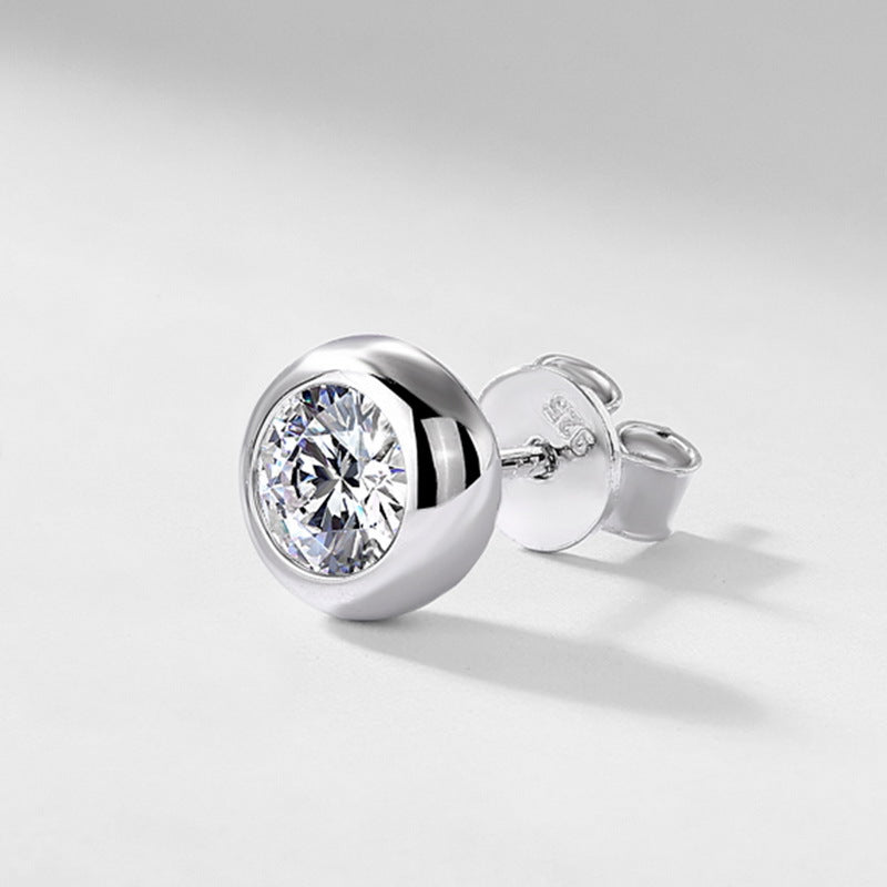 Classic Bezel-Set Lab-Grown Diamond Stud Earrings - S925 Sterling Silver