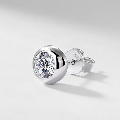 Classic Bezel-Set Lab-Grown Diamond Stud Earrings - S925 Sterling Silver