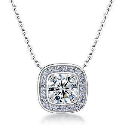 Geometric Halo Lab-Grown Diamond Necklace - S925 Sterling Silver