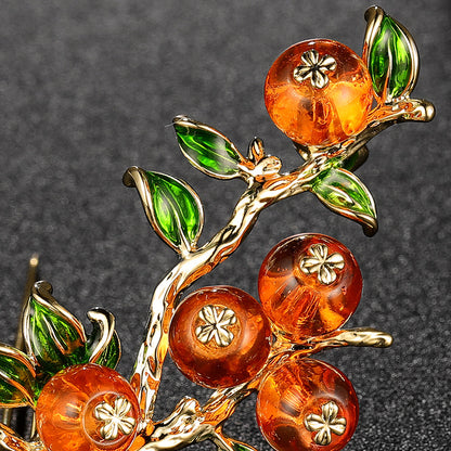 Artsy Pastoral Persimmon Brooch