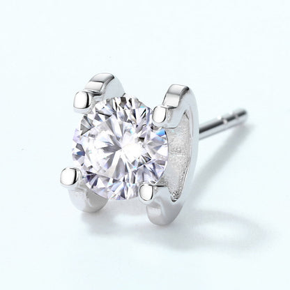 Classic Moissanite Bull Setting Stud Earrings - S925 Sterling Silver