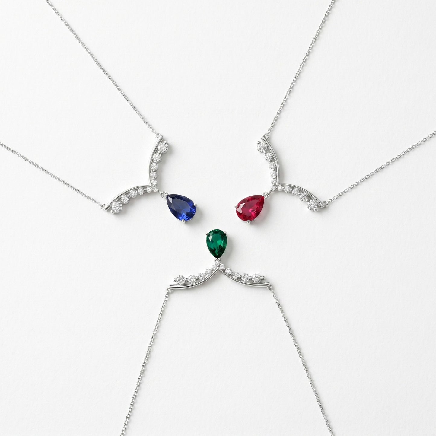 Liquid Drop: Gold-Plated Teardrop Lab-Grown Emerald Pendant Necklace | 925 Silver | Dapaza