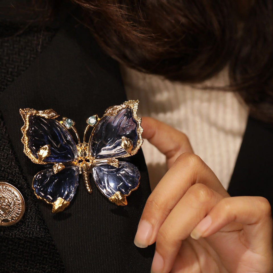 Antique Crystal Butterfly Brooch