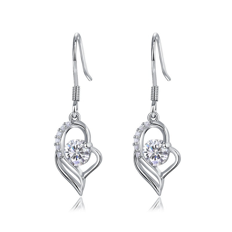 Cupid's Arrow Lab-Grown Diamond Dangle Hook Earrings - S925 Sterling Silver