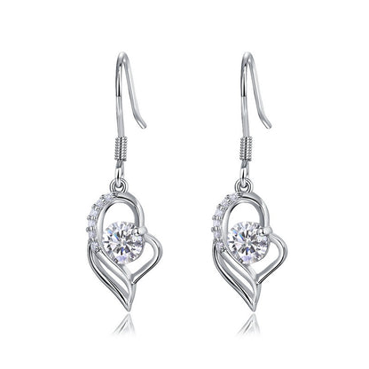 Cupid's Arrow Lab-Grown Diamond Dangle Hook Earrings - S925 Sterling Silver
