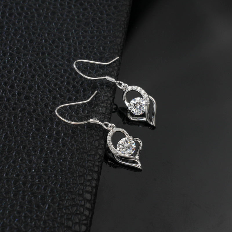 Cupid's Arrow Lab-Grown Diamond Dangle Hook Earrings - S925 Sterling Silver