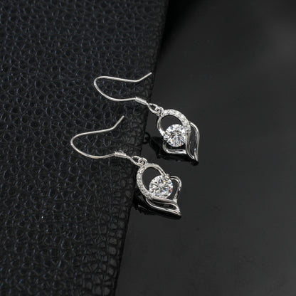Cupid's Arrow Lab-Grown Diamond Dangle Hook Earrings - S925 Sterling Silver