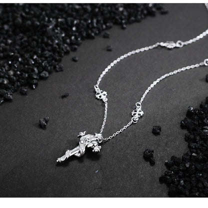 S925 Sterling Silver Necklace Stacked Personalized Iris Snake Scepter Cross Clavicle Chain