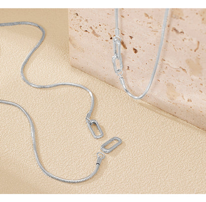 Snake bone chain necklace 925 sterling silver cold style design stacking universal buckle bare chain clavicle chain silver jewelry