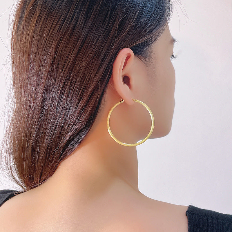 New 925 Sterling Silver Earrings Matte Circle Stud Earrings
