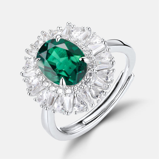 Royal Suite: 3-Carat Lab-Grown Sapphire & Emerald Oval Cocktail Ring Set | 925 Silver | Dapaza