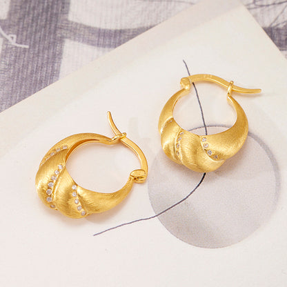New S925 Sterling Silver Spiral Twist Earrings Niche Design French Retro Ear Jewelry