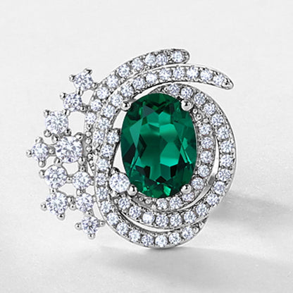 Bold Presence: Statement Lab-Grown Emerald Stud Earrings | 925 Silver | Dapaza