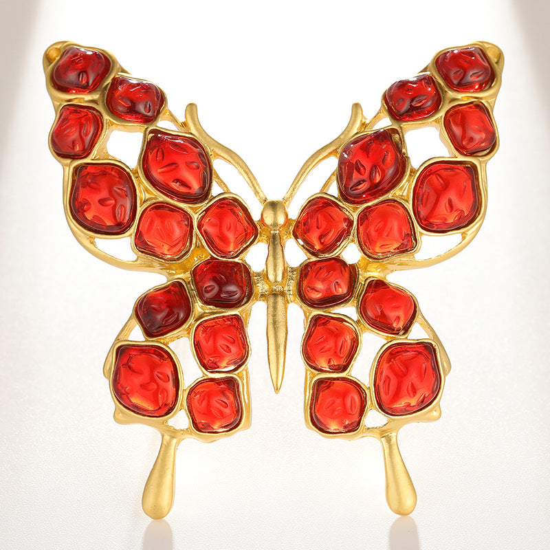 Resin Gem Butterfly Brooch