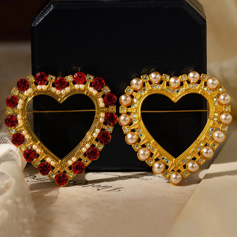 Heart-Shaped Pearl Brooch