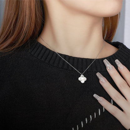 925 Sterling Silver Mother of Pearl Lucky Necklace