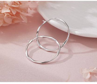 Circle Earrings for Women, High-end S925 Sterling Silver, Irregular Personalized Exquisite European and American Large Earrings for Women