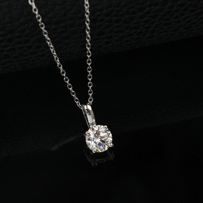 Classic 4-Prong Lab-Grown Diamond Solitaire Necklace - S925 Sterling Silver