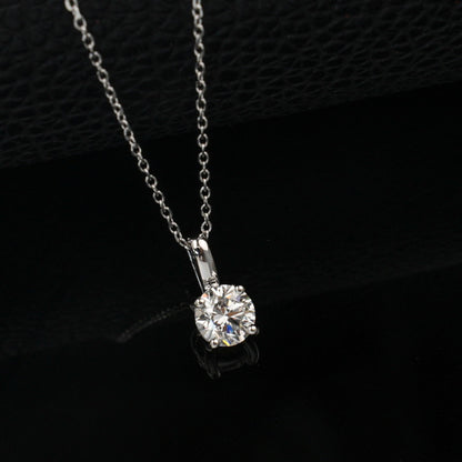 Classic 4-Prong Lab-Grown Diamond Solitaire Necklace - S925 Sterling Silver