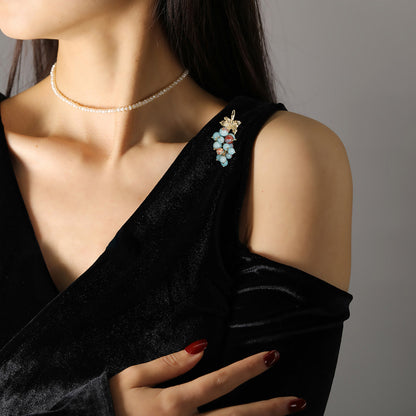 Tianhe Stone Grape Brooch Coat Anti-light Corsage Accessories