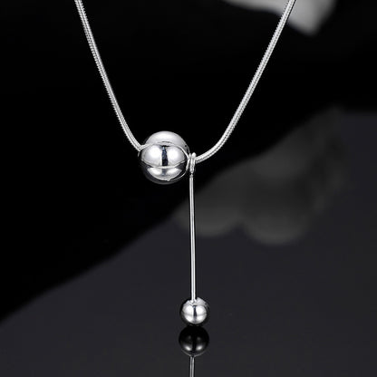 925 Sterling Silver Double Round Bead Fringed Snake Bone Chain Female Simple Niche Design