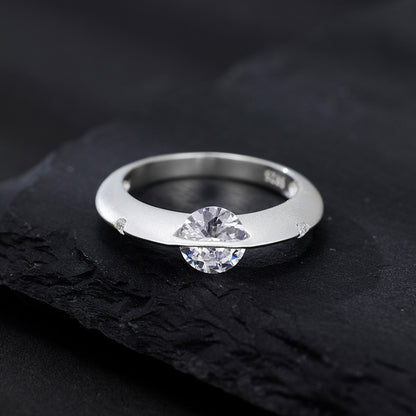 S925 Sterling Silver Frosted Cosmic Star Rotatable Ring