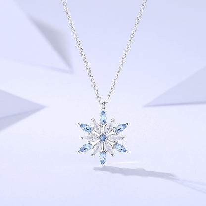 Dapaza S925 Sterling Silver Zircon Snowflake Necklace