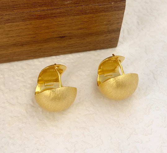 New S925 Sterling Silver Fashion Round Brushed Earrings
