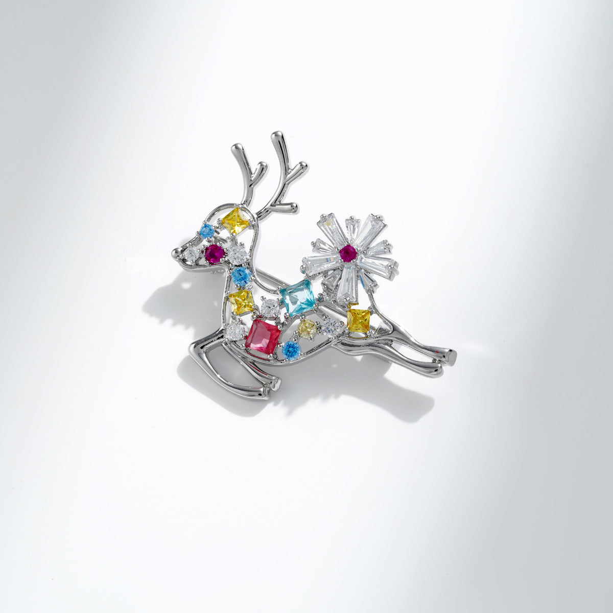 Winter Christmas Colorful Elk Brooch