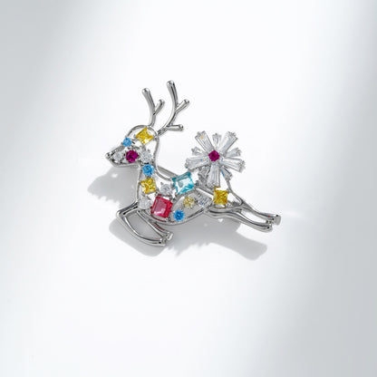 Winter Christmas Colorful Elk Brooch