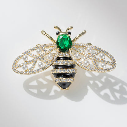 Emerald Bee Brooch