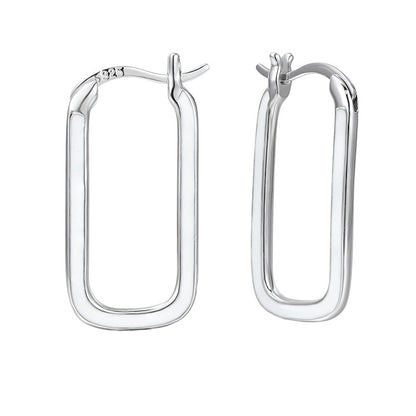 Rectangle Enamel Epoxy Earrings for Women, S925 Sterling Silver, Minimalist Design, Unique and Creative Ear Studs