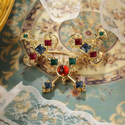 Vintage Crystal Axe Brooch