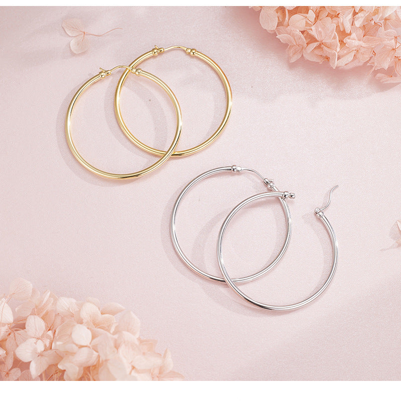 New Circle Earrings S925 Sterling Silver Minimalist Style Hoop Earrings