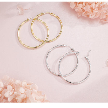 New Circle Earrings S925 Sterling Silver Minimalist Style Hoop Earrings