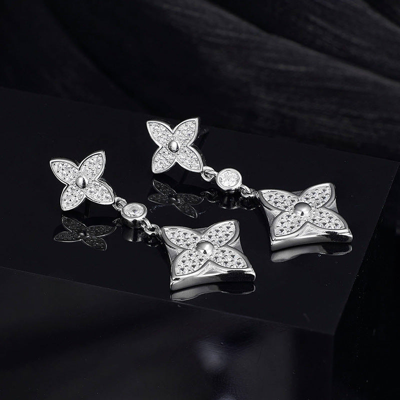 925 Sterling Silver Zirconium Personalized Trend Stud Earrings