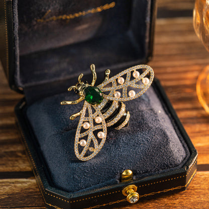 Emerald Bee Brooch