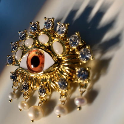Baroque Pearl Devil's Eye Brooch