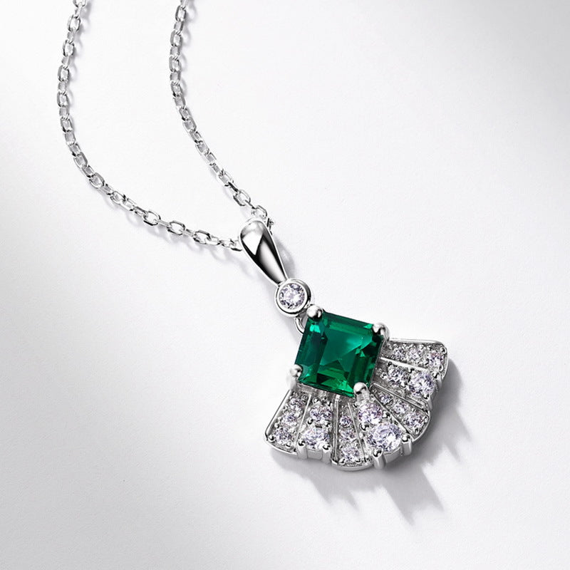 Classic Simplicity: Lab-Grown Emerald Pendant Necklace | 925 Sterling Silver | Dapaza