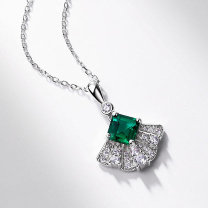 Classic Simplicity: Lab-Grown Emerald Pendant Necklace | 925 Sterling Silver | Dapaza